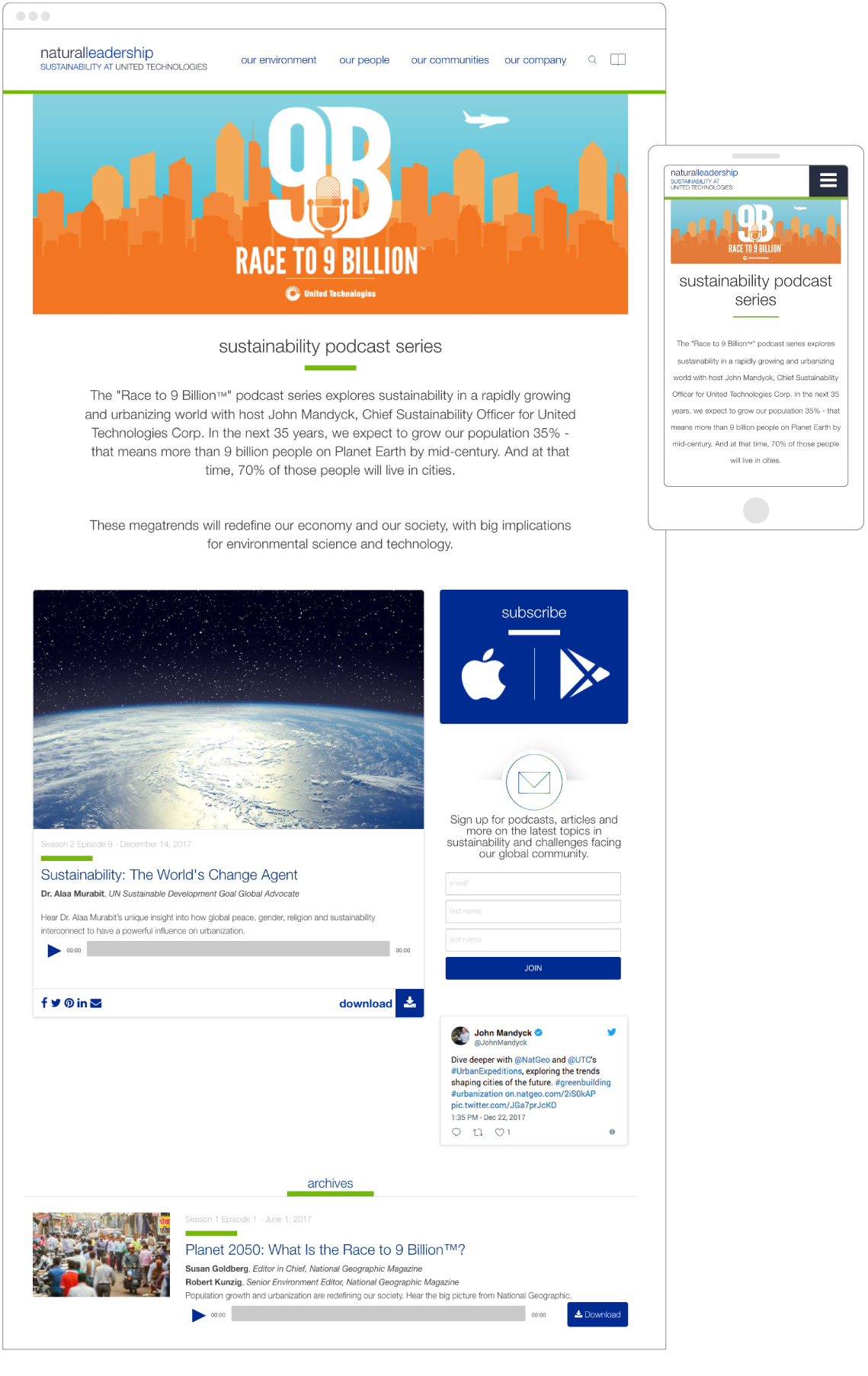 United Technologies Corporation – Race to 9 Billion Podcast - Landing Page