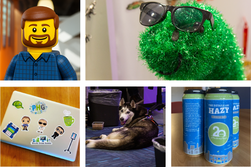 PHG Staff, pups, and branded gear.