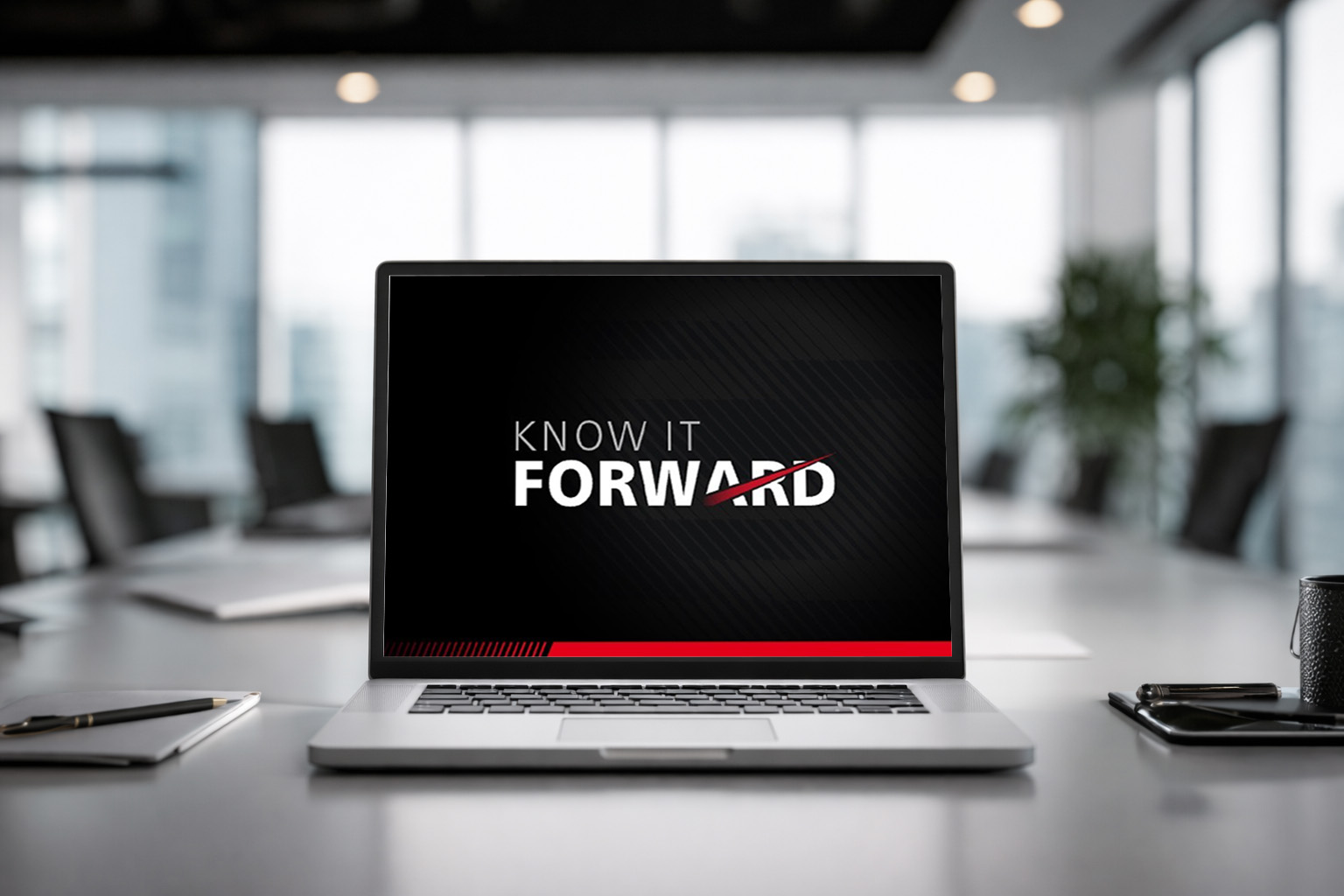 Know it forward graphic on laptop