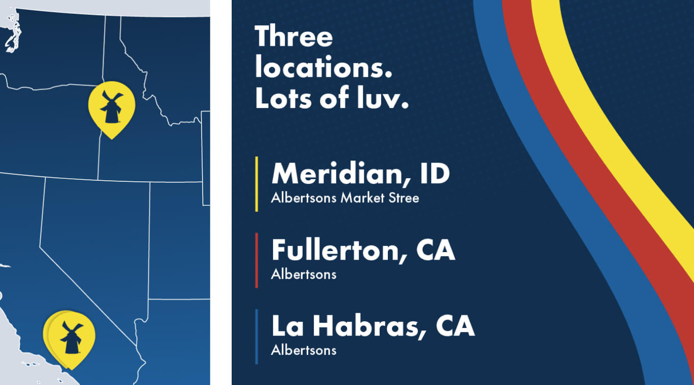 Three locations. Lots of luv. DutchBros event locations on the map