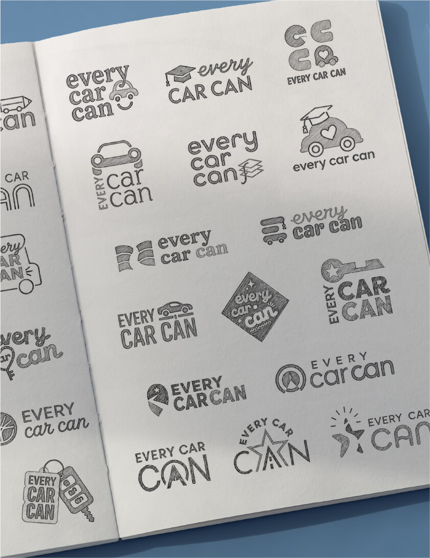 Variations of the logo in progress