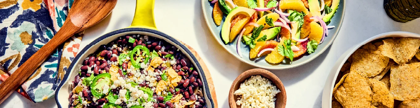 Spread of food dishes