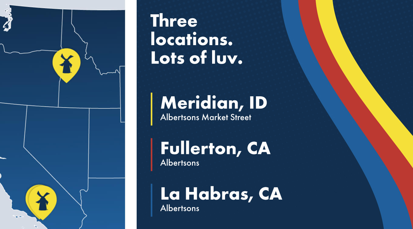 Three locations. Lots of luv. DutchBros event locations on the map